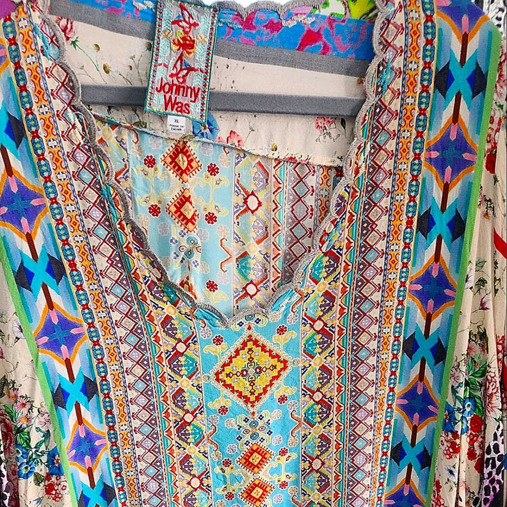 Johnny Was flowing multi silk tunic